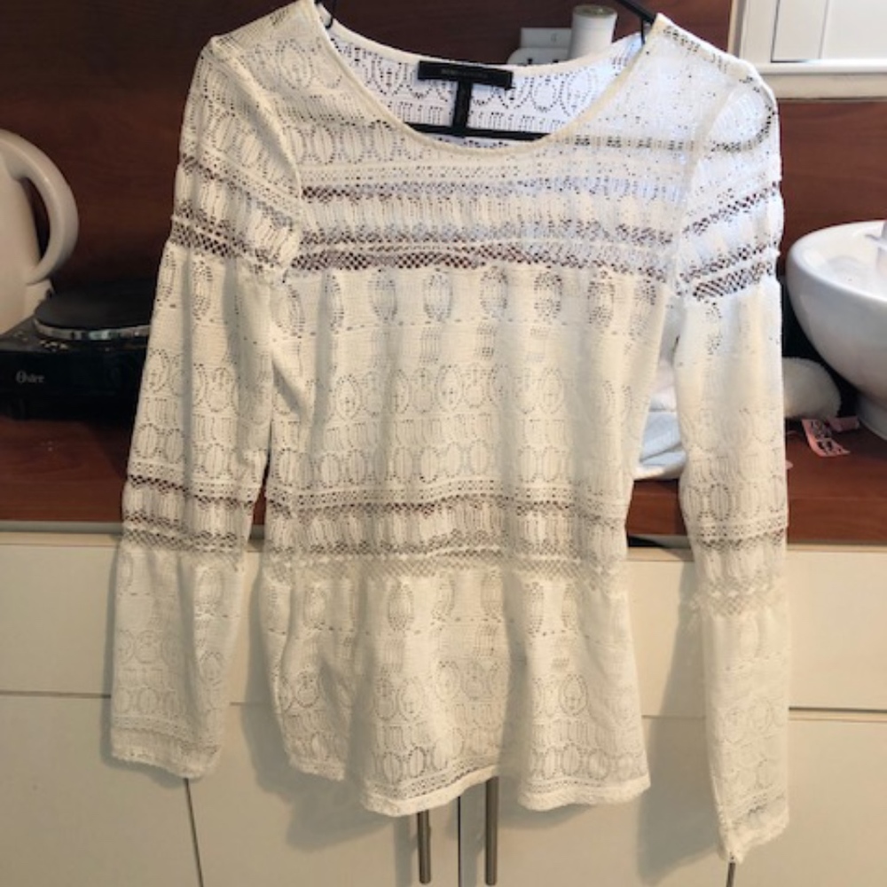 BCBG Crochet long sleeve top small